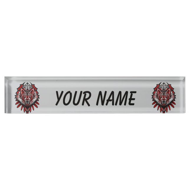 Wolf Haida Tribal Totem Design Nameplate (Front)