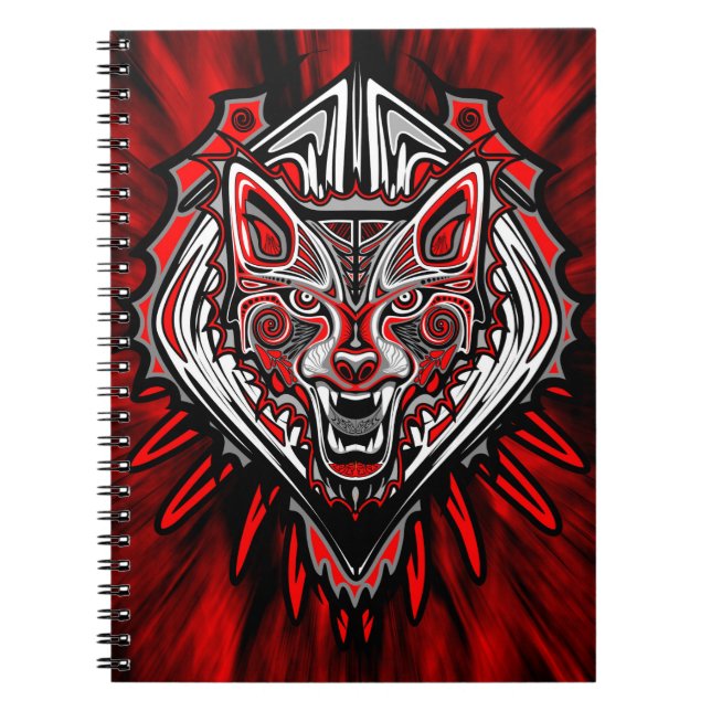 Wolf Haida Tribal Totem Design Notebook (Front)