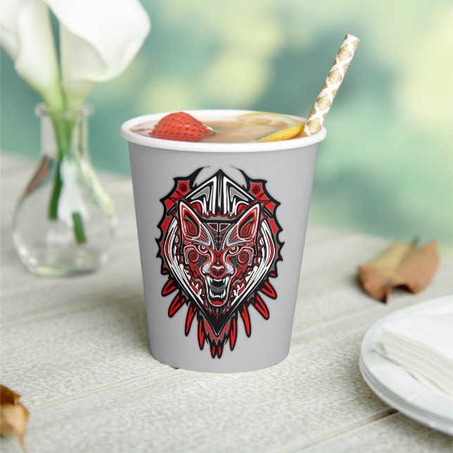 Wolf Haida Tribal Totem Design Paper Cups (Insitu)