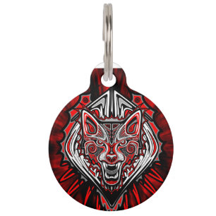 Wolf Haida Tribal Totem Design Pet Tag