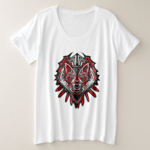 Wolf Haida Tribal Totem Design Plus Size T-Shirt