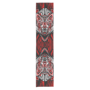 Wolf Haida Tribal Totem Design Short Table Runner