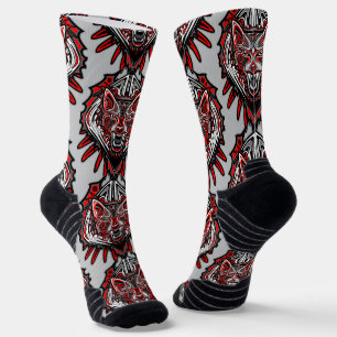 Wolf Haida Tribal Totem Design Socks