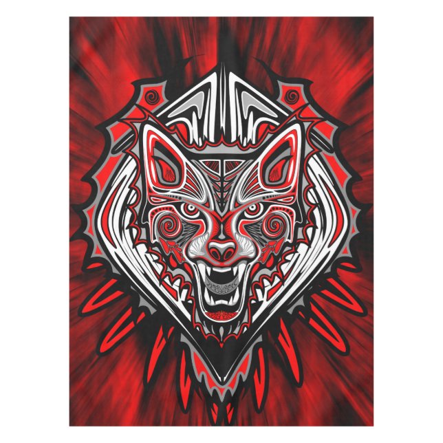Wolf Haida Tribal Totem Design Tablecloth (Front)