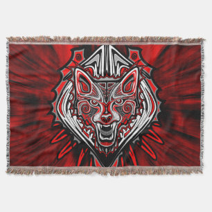 Wolf Haida Tribal Totem Design Throw Blanket