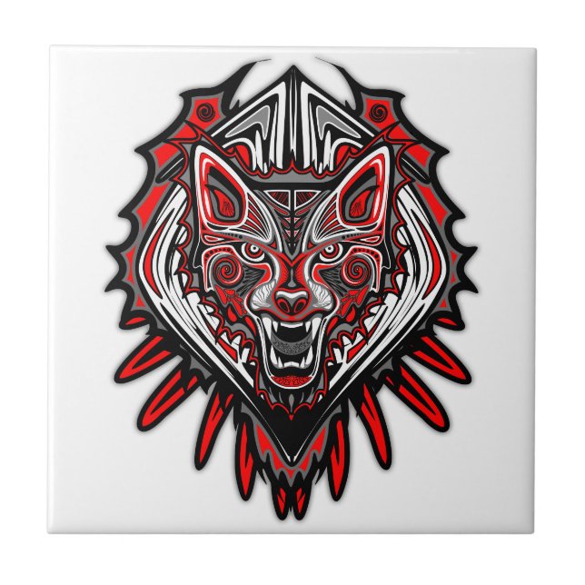 Wolf Haida Tribal Totem Design Tile (Front)