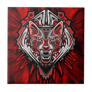 Wolf Haida Tribal Totem Design Tile