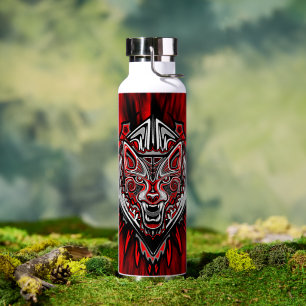 Wolf Haida Tribal Totem Design Water Bottle