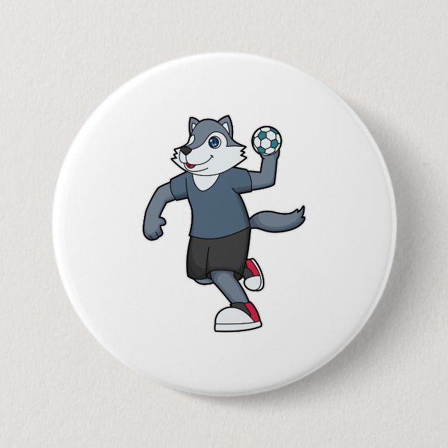Wolf Handball player Handball 7.5 Cm Round Badge (Front)