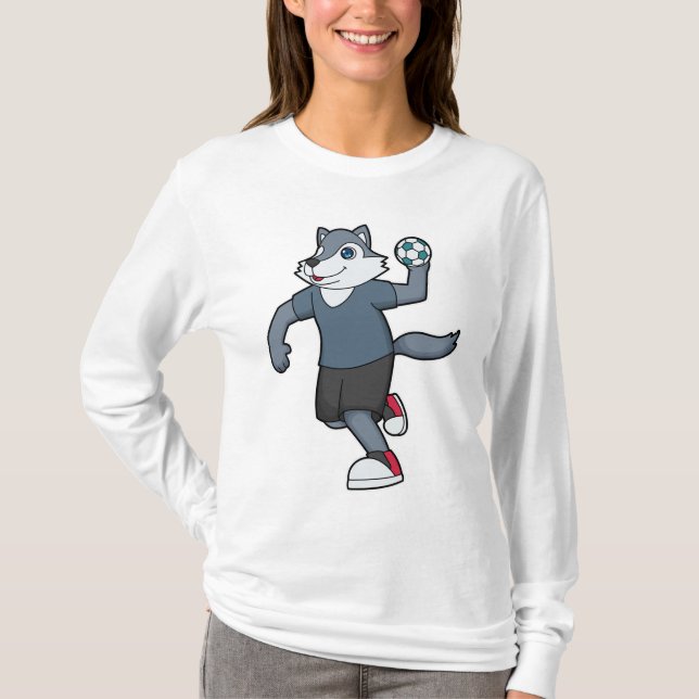 Wolf Handball player Handball T-Shirt (Front)