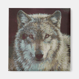 wolf handpainted magnet
