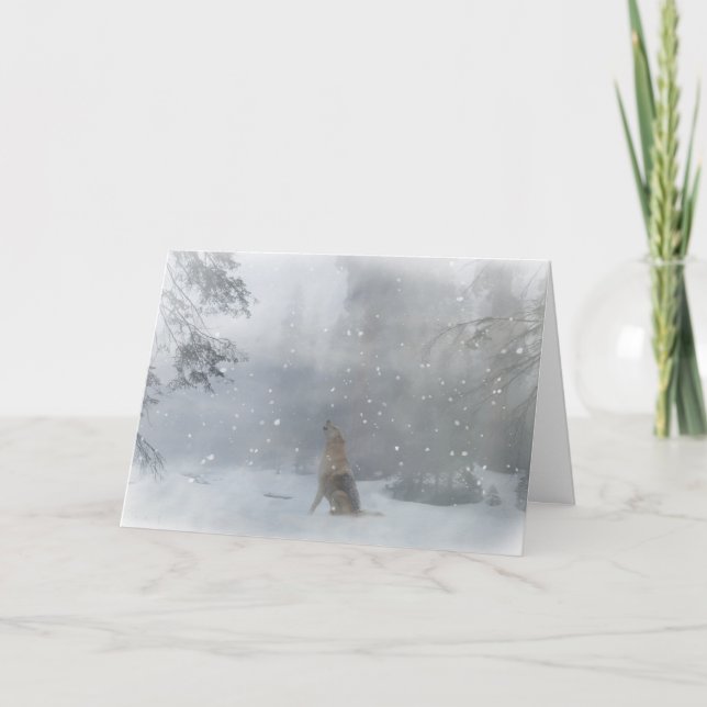 Wolf Happy Holidays Christmas Card (Front)