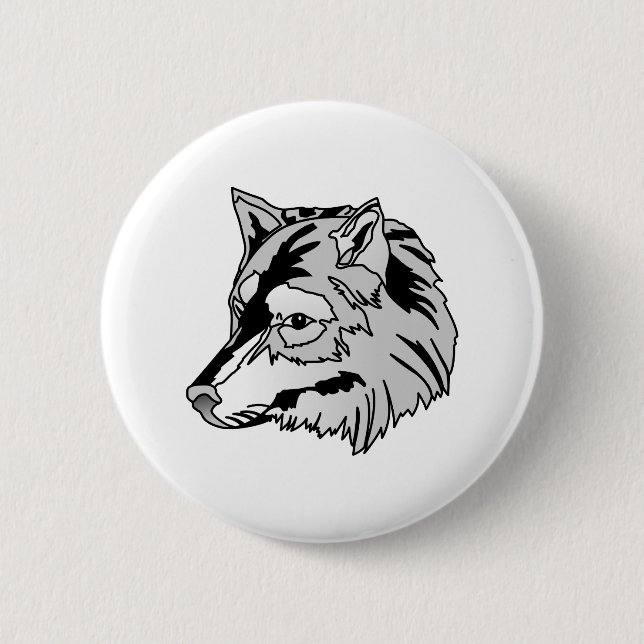 Wolf Head 6 Cm Round Badge (Front)