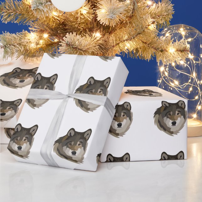 Wolf Head Animal Grey Wild Wolf Wrapping Paper (Holidays)