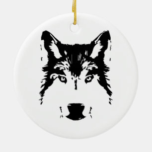 Wolf head ceramic tree decoration