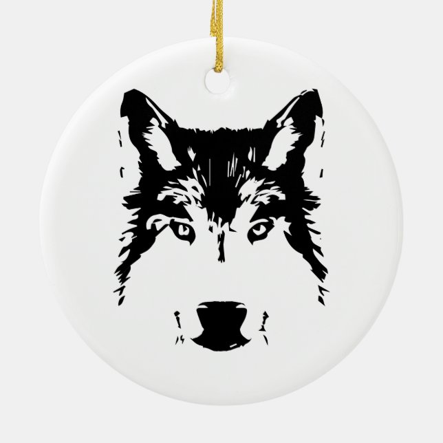 Wolf head ceramic tree decoration (Back)