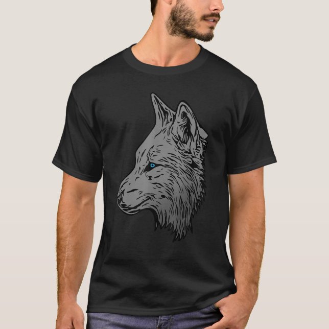 Wolf head design art predator face imprint with wi T-Shirt (Front)