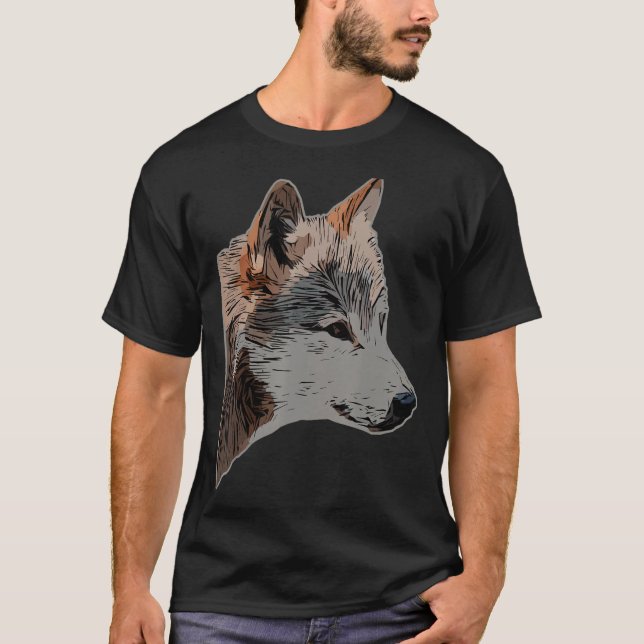 Wolf head design art predator face imprint with wi T-Shirt (Front)
