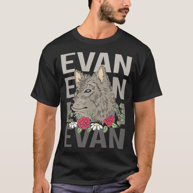 Wolf Head - Evan Name T-Shirt (Front)