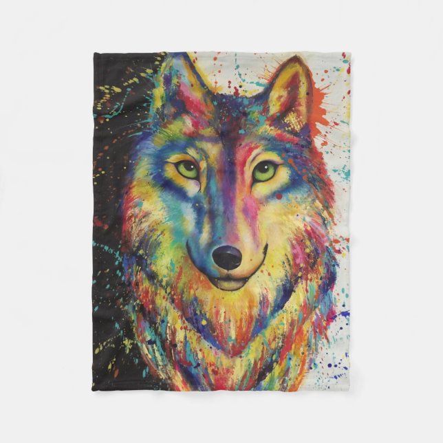Wolf Head Fleece Blanket (Front)