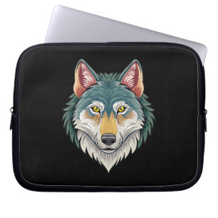 Wolf head from the front laptop sleeve