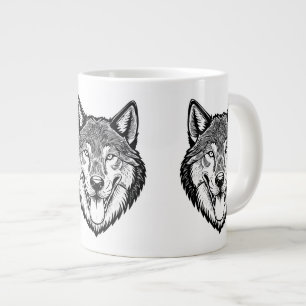 Wolf head from the front large coffee mug