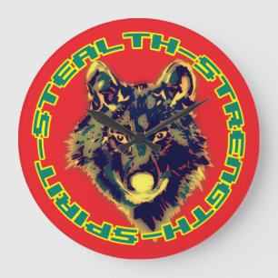 wolf head large clock