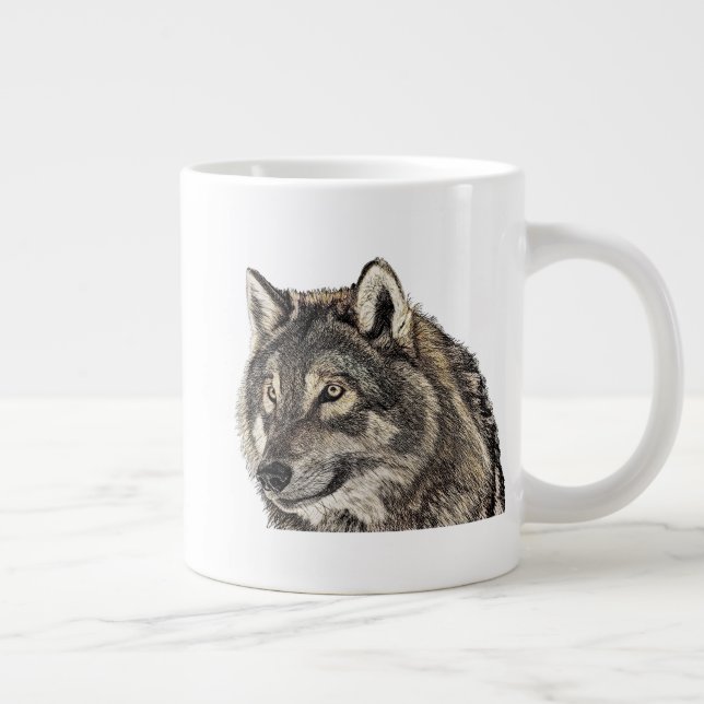 Wolf Head Large Coffee Mug (Right)