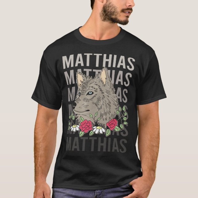 Wolf Head - Matthias Name T-Shirt (Front)
