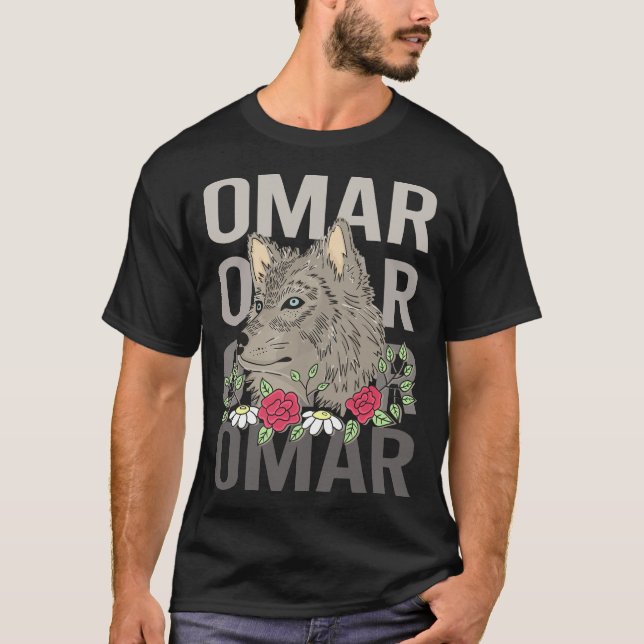 Wolf Head - Omar Name T-Shirt (Front)