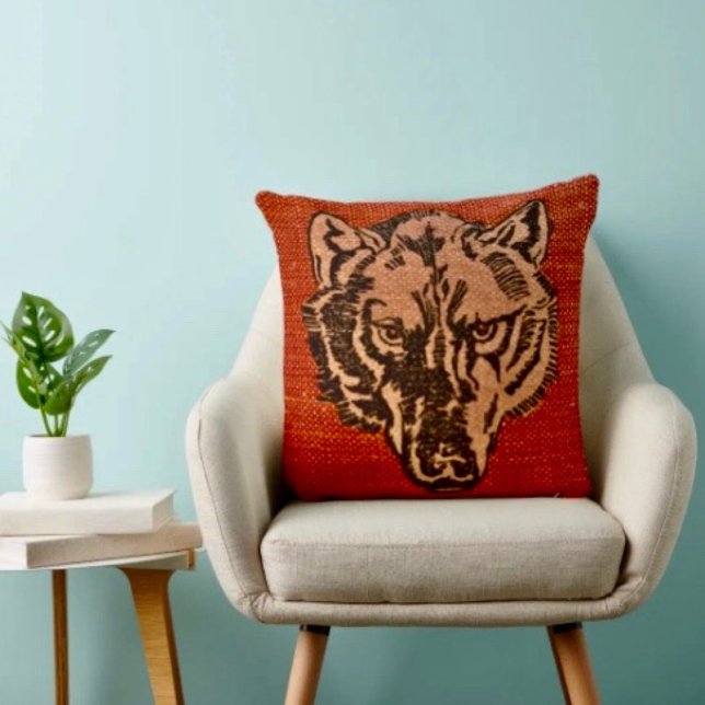 Wolf Head on Red Cushion (Creator Uploaded)