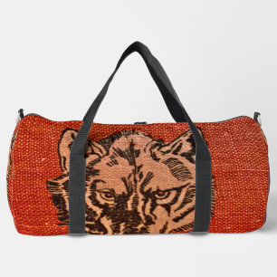 Wolf Head on Red Duffle Bag