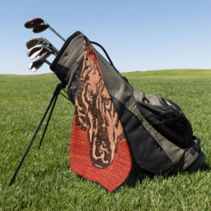 Wolf Head on Red Golf Towel