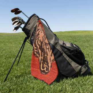 Wolf Head on Red Golf Towel