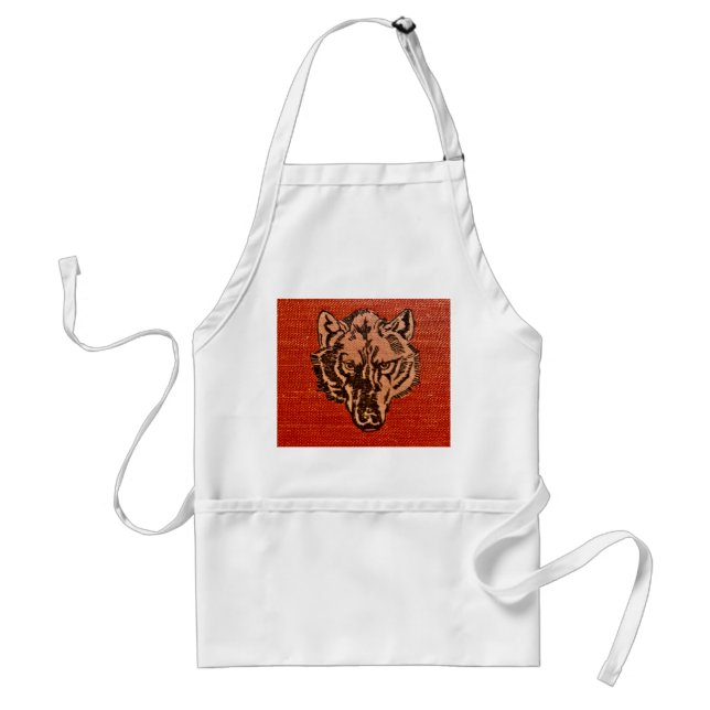 Wolf Head on Red  Standard Apron (Front)