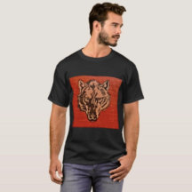 Wolf Head on Red