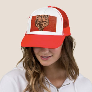 Wolf Head on Red Trucker Hat