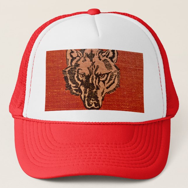 Wolf Head on Red   Trucker Hat (Front)