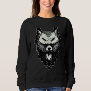Wolf Head Pixel 8 Bit Retro Video Game Sweatshirt