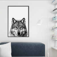 Wolf Head Portrait Black white