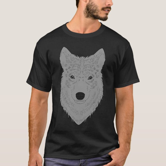 Wolf head predator face imprint with wild animal   T-Shirt (Front)