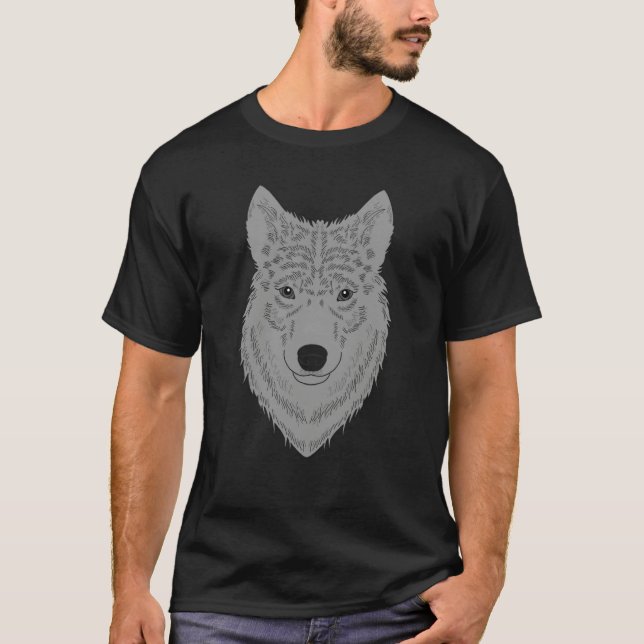 Wolf head predator face imprint with wild animal   T-Shirt (Front)