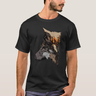 Wolf head predator face imprint with wild animal   T-Shirt