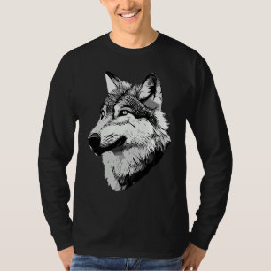 Wolf head predator face imprint with wild animal   T-Shirt