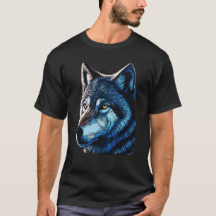 Wolf head predator face imprint with wild animal   T-Shirt