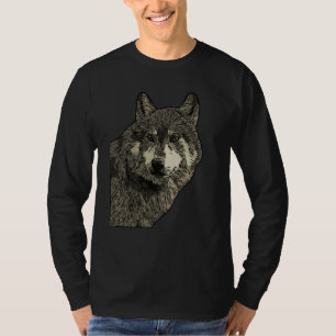 Wolf head predator face imprint with wild animal T-Shirt