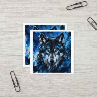 Wolf head square business card