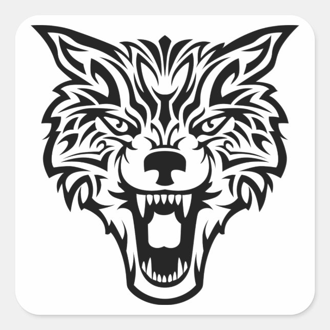 Wolf Head Square Sticker (Front)