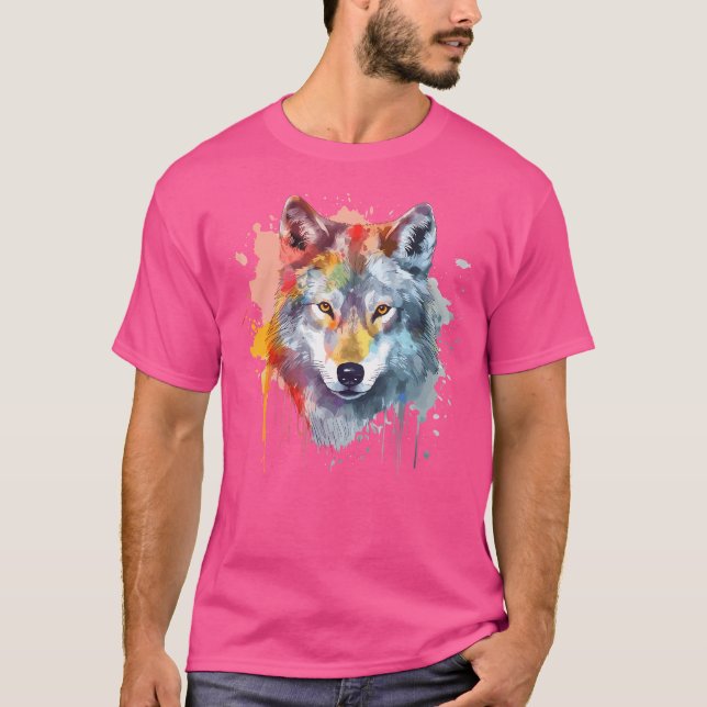 Wolf Head Watercolor T-Shirt (Front)