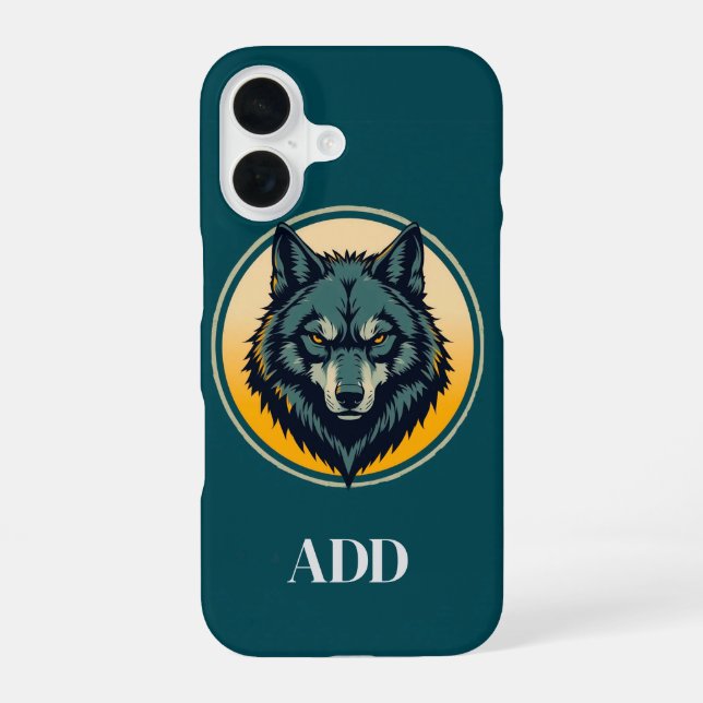 Wolf Head with a Circular Background iPhone 16 Case (Back)